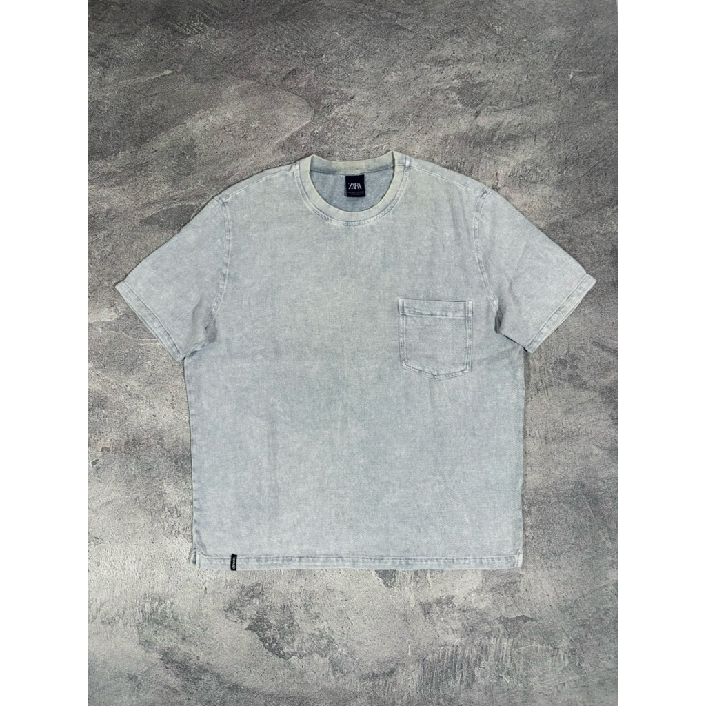 z4ra dnwr washed pocket denim tshirt