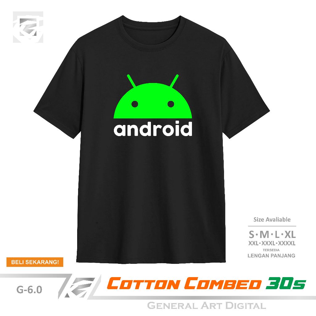 Baju Kaos Gadget Logo Android T-Shirt pria wanita kaos Android