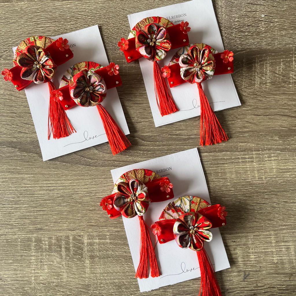 Mei Mei Jepit Rambut Imlek Anak - Pita Rambut Lunar Year - Jepitan Anak