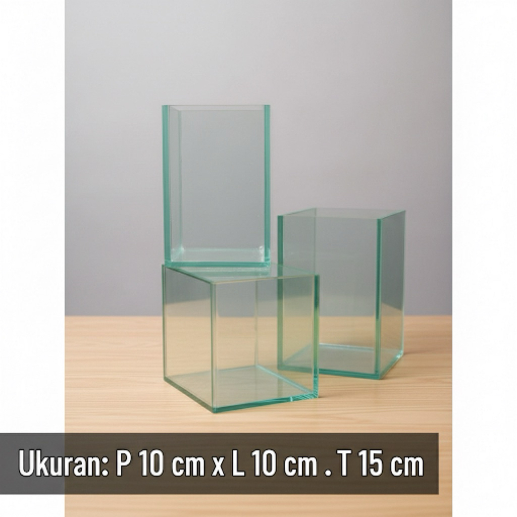 Aquarium Mini 10x10x15 Soliter kaca tempat ikan cupang soliter mini Aquarium kaca Aquascape Kecil Cu