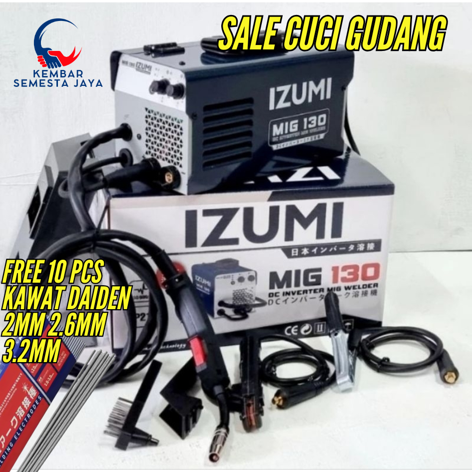 Promo Diskon sale IZUMI MIG 130 Mesin Travo Las MMAi Mesin MIGi Co2 MIG 130 Ampare Tanpa Gas 4 in 1 