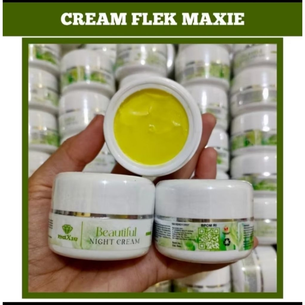 GLOWING NIGHT CREAM KEMASAN BARU CREAM FLEK MAXIE HIJAU