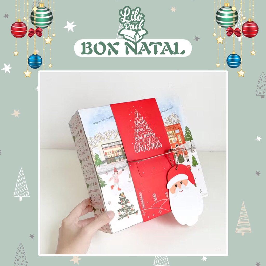 LUCINDA22 | Box Hampers Natal Toples Kue Kering Kotak Gift Packaging Kue Bolu Lapis Legit Christmas