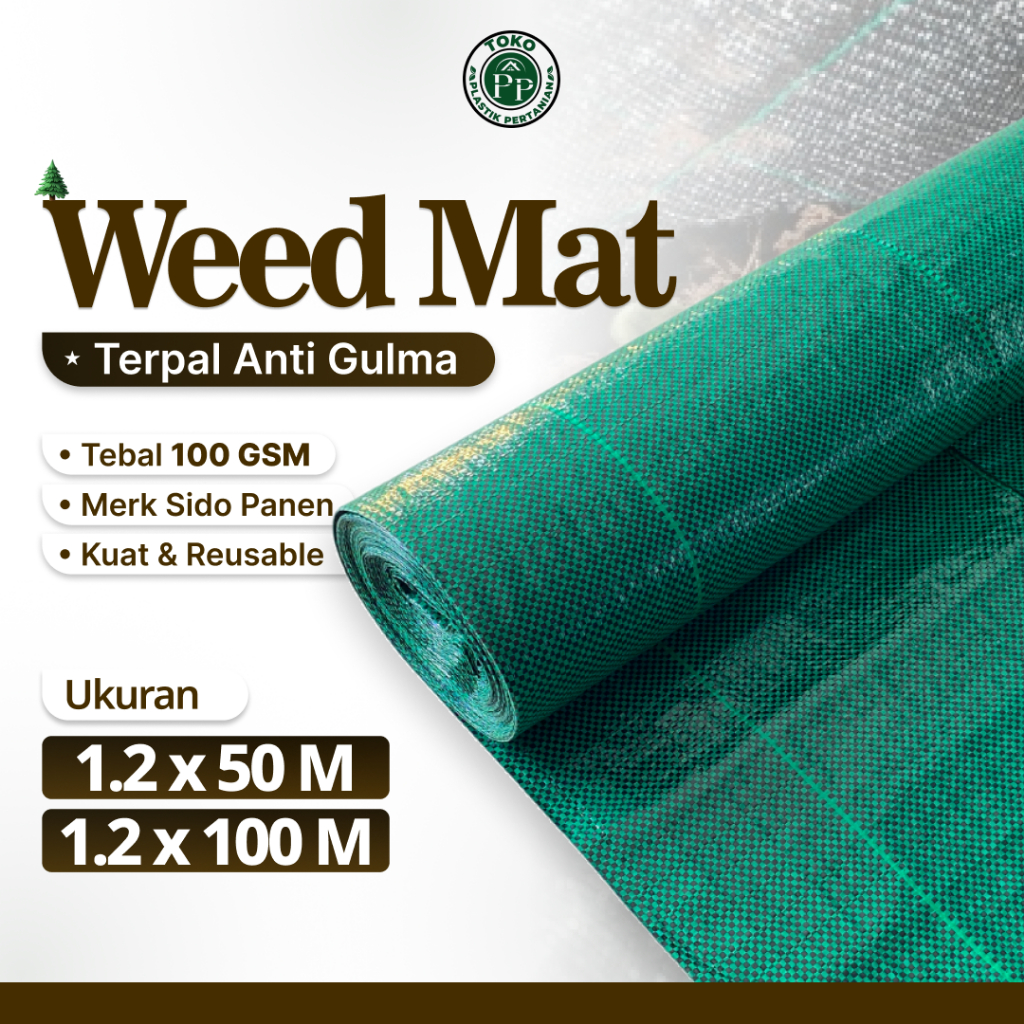 Terpal Green House Lebar 1,2 meter x 50 meter Weedmat Control- Woven Fabric Anti UV Weed Mat