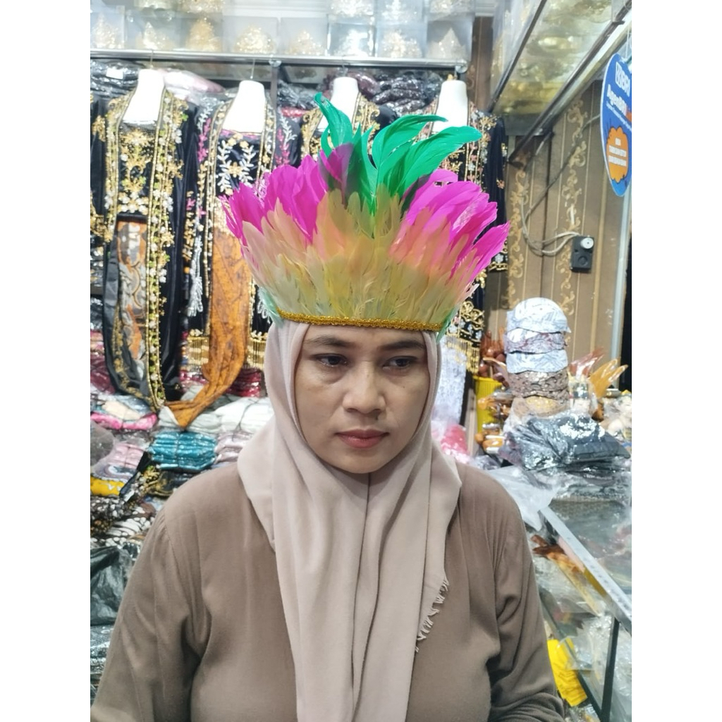 Topi dayak/Mahkota adat dayak/Mahkota bulu dayak