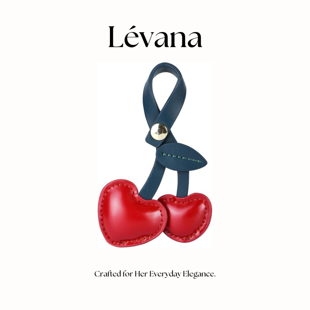 Levana Cherry Bluey Bag Charm Leather Small