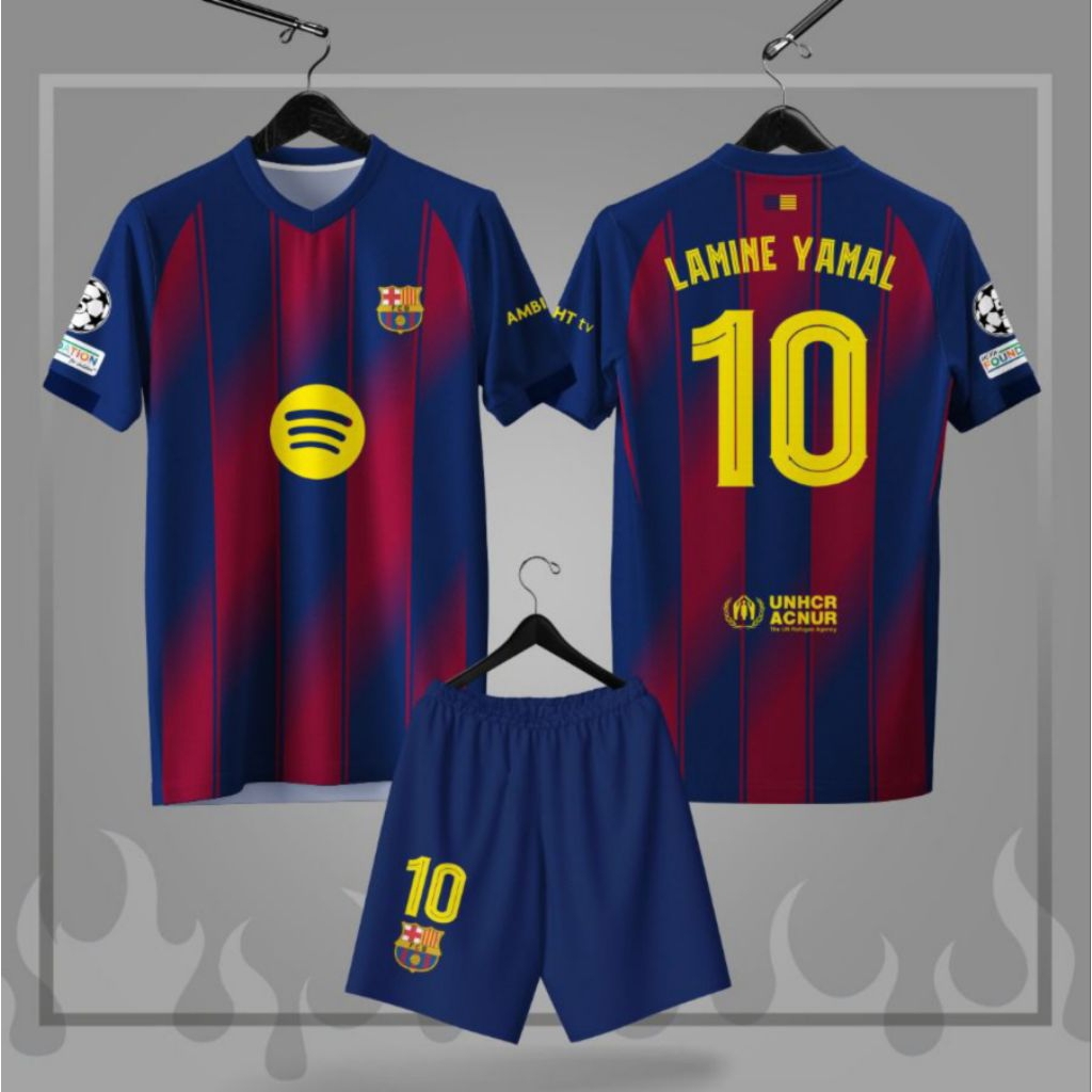 Jersey Lamine Yamal Anak (Gratis Costum Nama) Baju Kaos Bola Anak Desain Terbaru Full Ptinting Musim