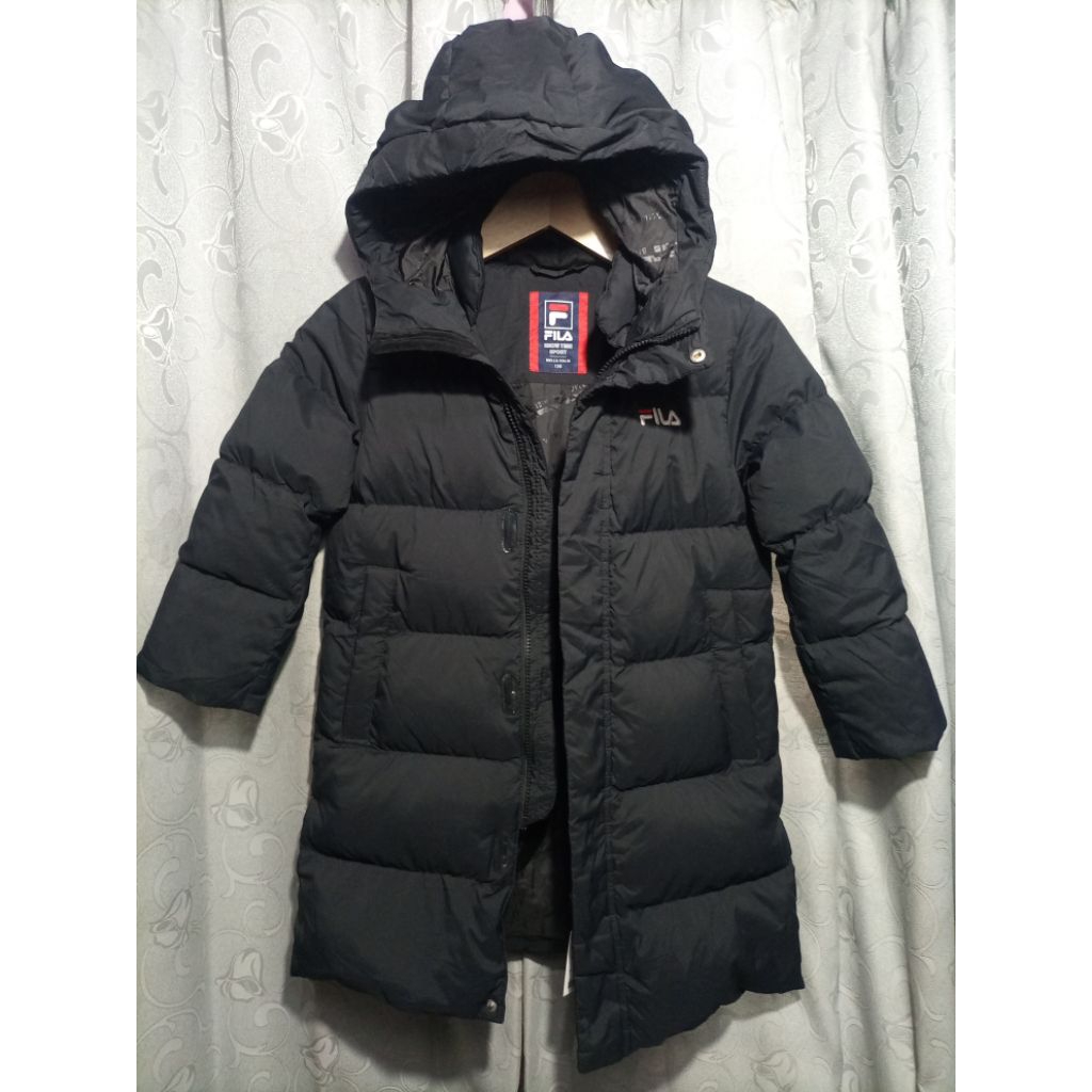 Jaket Fila Gelembung Gembul Padat Bulu Angsa Tebal Original_Size Anak 7-10 Th_Hitam_Like New