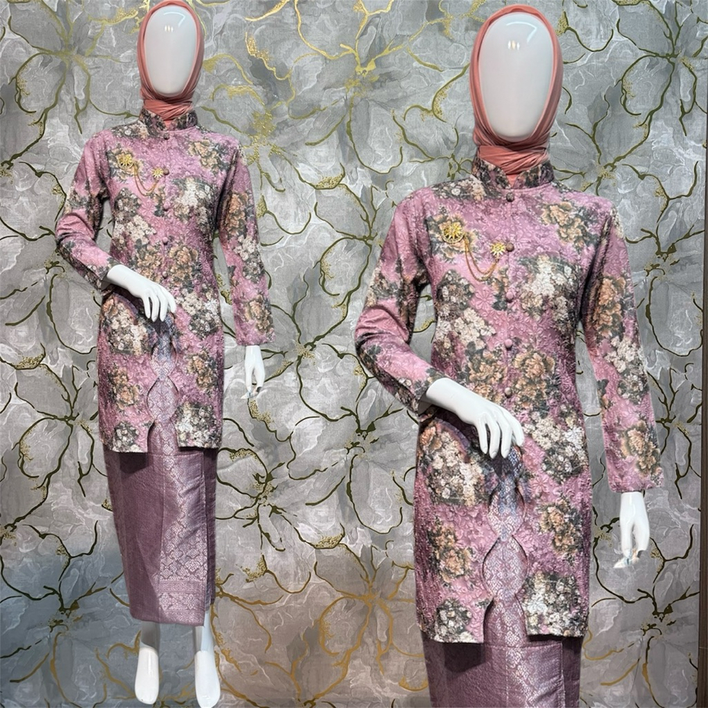 Terbaru Set Tunik Fukuro Printing Rok Songket Span//Set Kebaya Mewah//Kebaya Ibu Besanan//Kebaya Kon