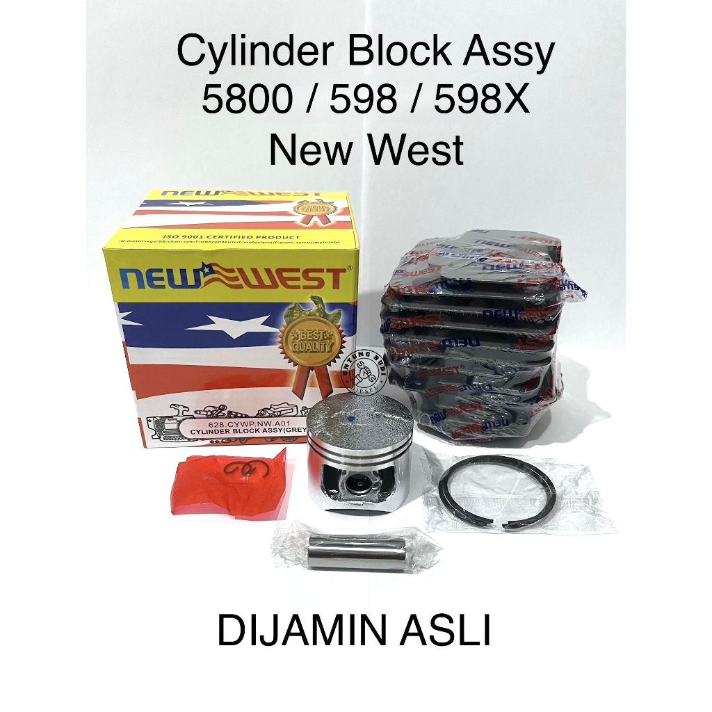 Cylinder Block 5800 New West 45.2mm 598 598X Poring Boring Buring Blok 58cc Chainsaw Gergaji Mesin