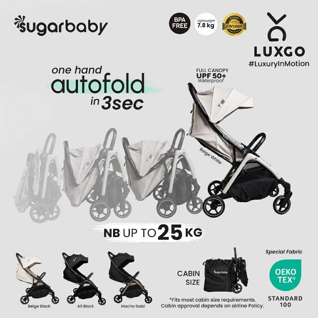 Sugarbaby Stroller LuxGo Kereta Dorong Bayi/Stroller Bayi/Stroller AutoFold BPA Free/Stroller Lipat 