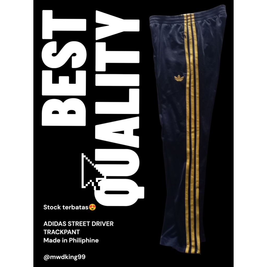 Celana Kasual Pria Trackpant Adidas Street Driver Yellow Stripe