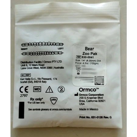 Karet Behel Ortho Ormco Elastik Elastic Gigi Bear Size 1/4 per bungkus isi 50 pcs