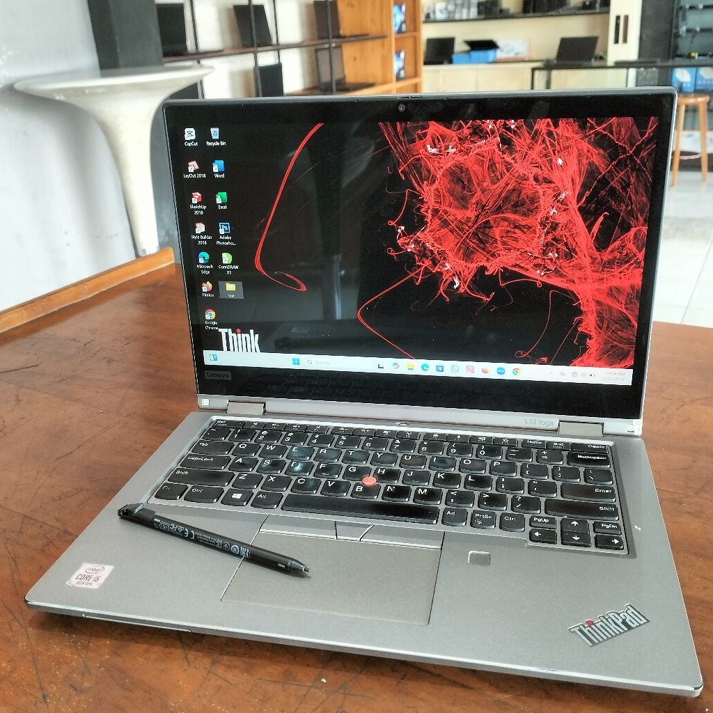 laptop bekas premium lenovo thinkpad L13 yoga silver core i5 gen10 ram 8gb SSD 256gb layar 13,3" ber