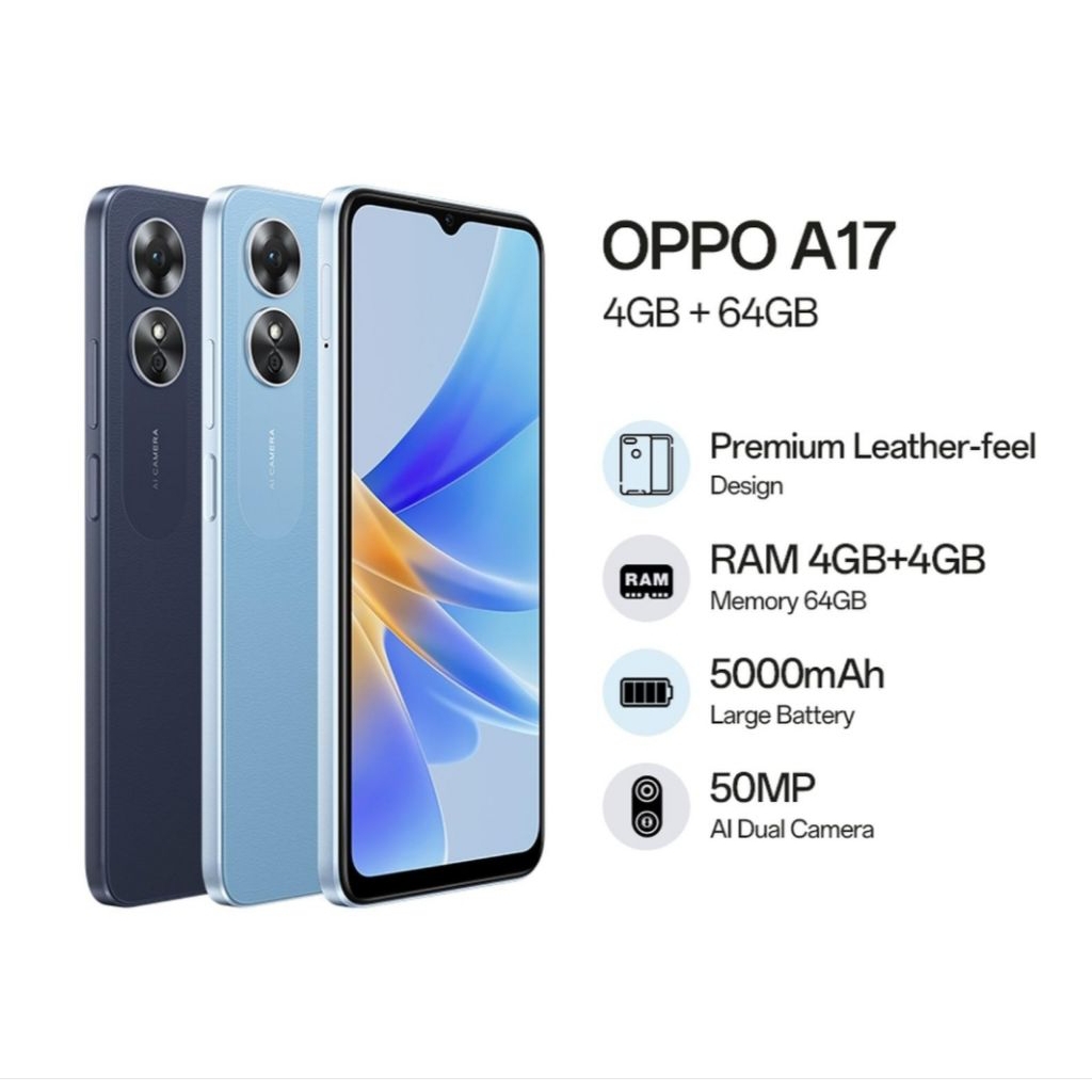 HP OPPO A17 4/64 GB - OPPO A17 RAM 4GB ROM 64GB GARANSI RESMI