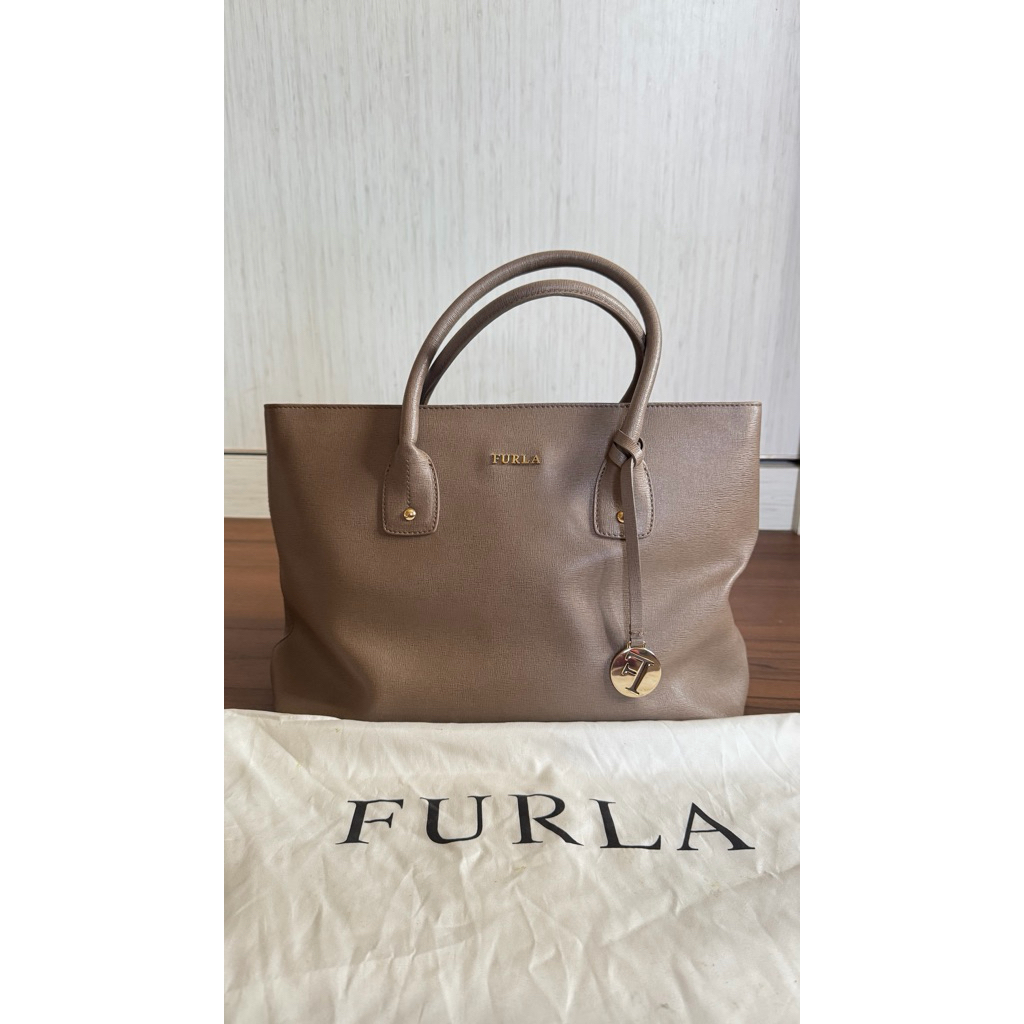 Furla Tan Leather Tote Bag