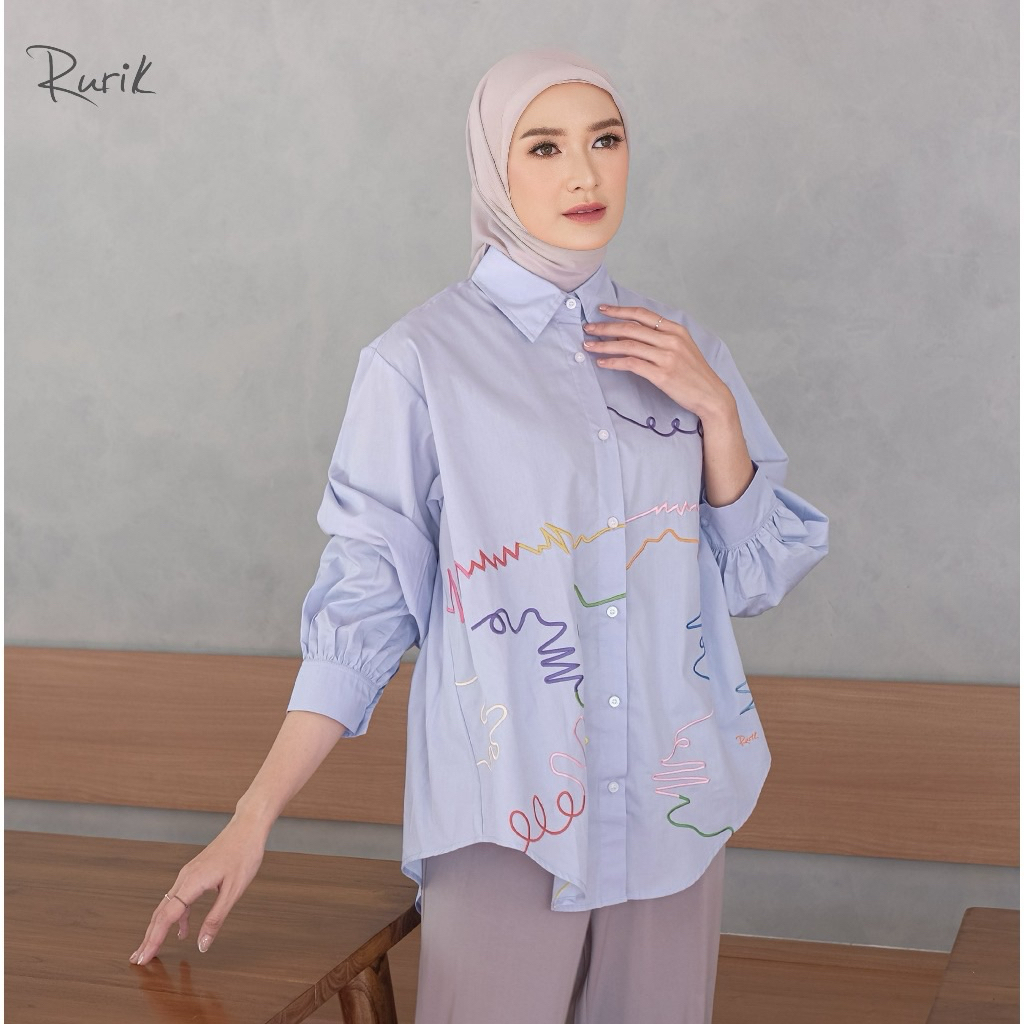 Preloved Rurik Doodle Embroidery Shirt Purple L/XL