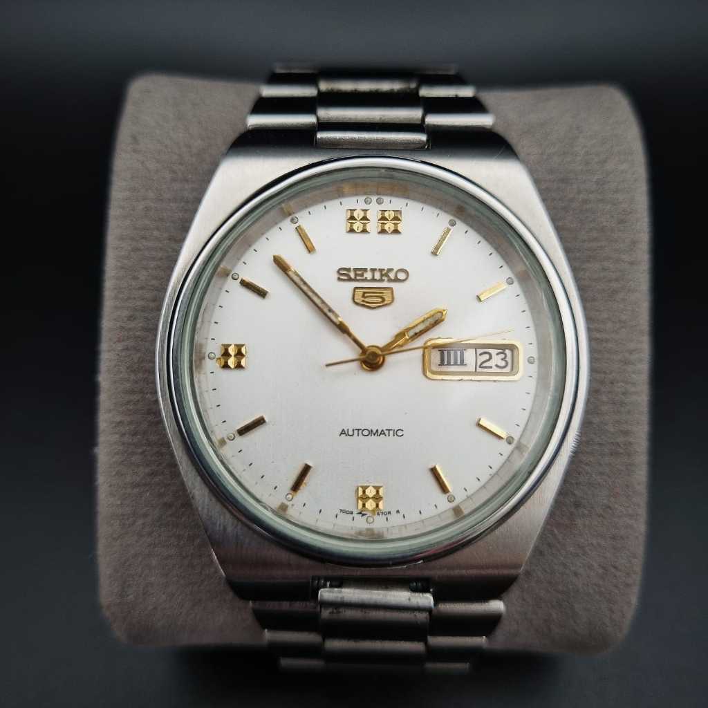Seiko 5 Automatic 7009-3130 White Dial Jam Tangan Pria Original