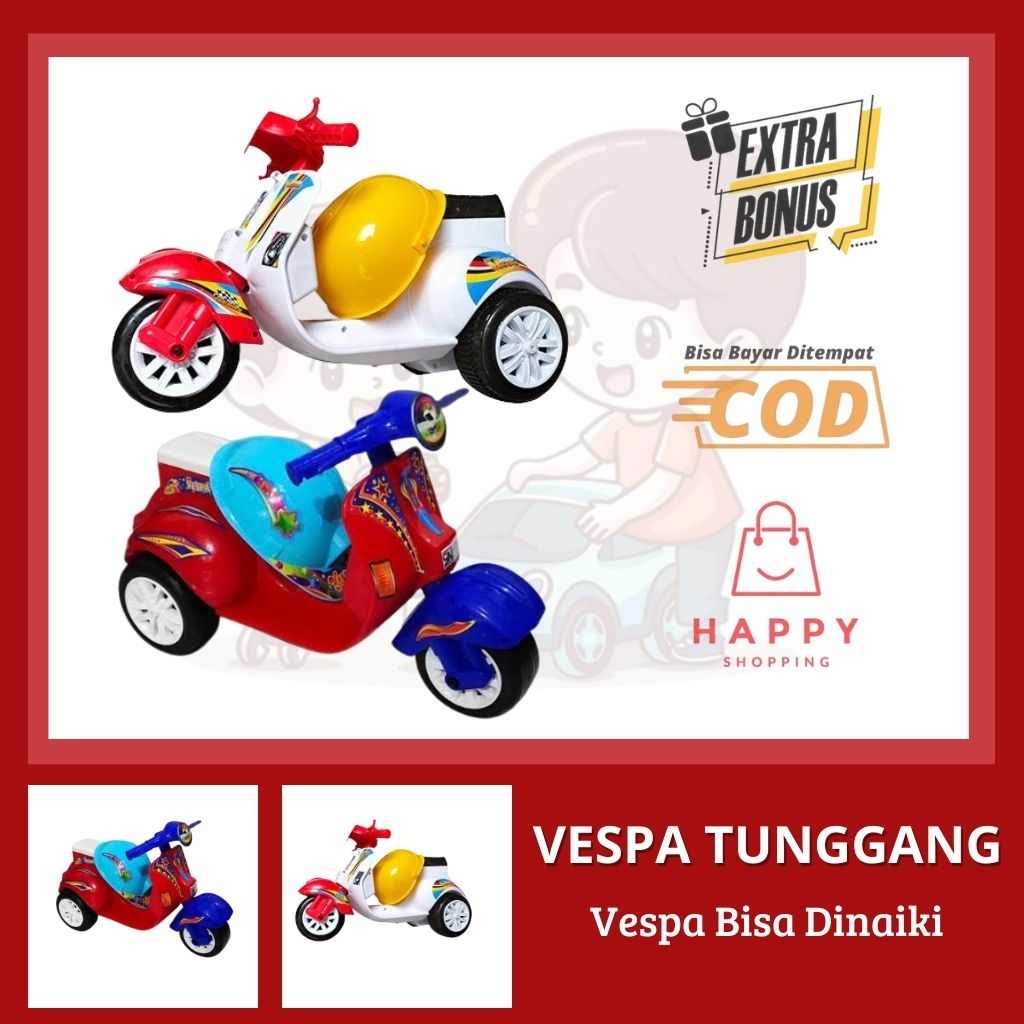 Mainan anak mini vespa dorong ada musik,vespa mini anak bisa dinaiki,Sepeda sapi anak roda 3