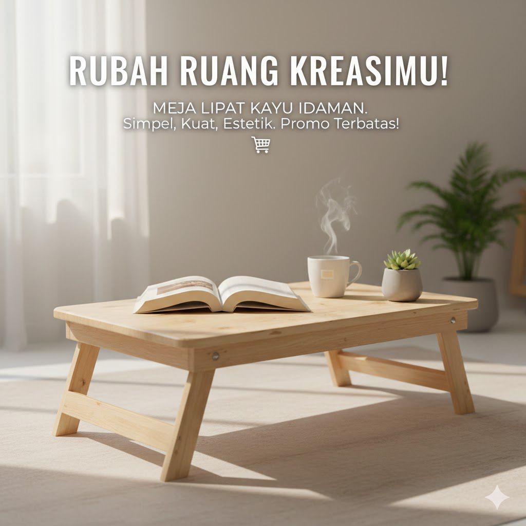 MEJA LIPAT KAYU MEJA BELAJAR MEJA LAPTOP  KAYU JATI BELANDA JUMBO