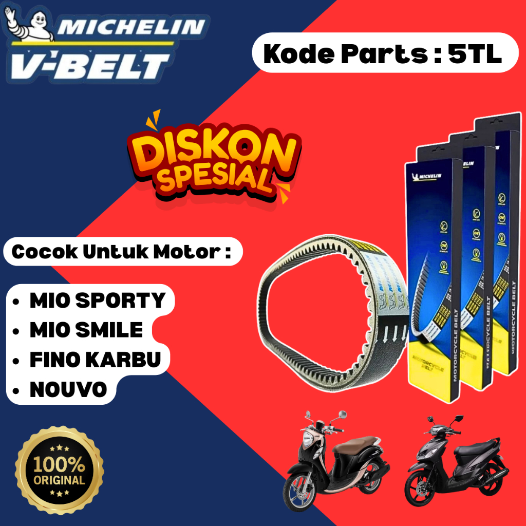 Michelin Van Belt 5TL , V-Belt Motor Mio Sporty Mio Smile Mio Soul Karbu Fino Karbu Nouvo ORIGINAL