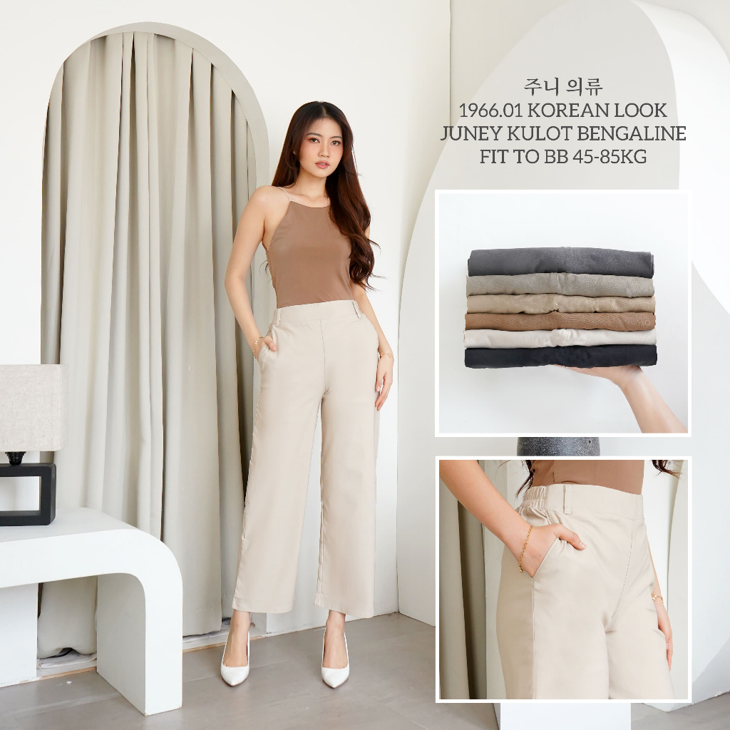 Juney Loose Pants Celana Wanita Longgar Soft Jeans Bengaline Kasual & Formal Bahan Soft Jeans Bengal