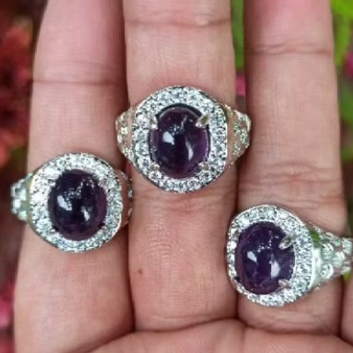 Cincin batu Akik Kecubung serat Kalimantan