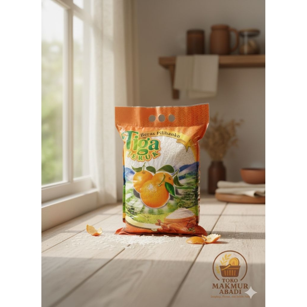 Beras Premium Cap 3 Jeruk Pulen Asli Malang Kemasan 5 Kg