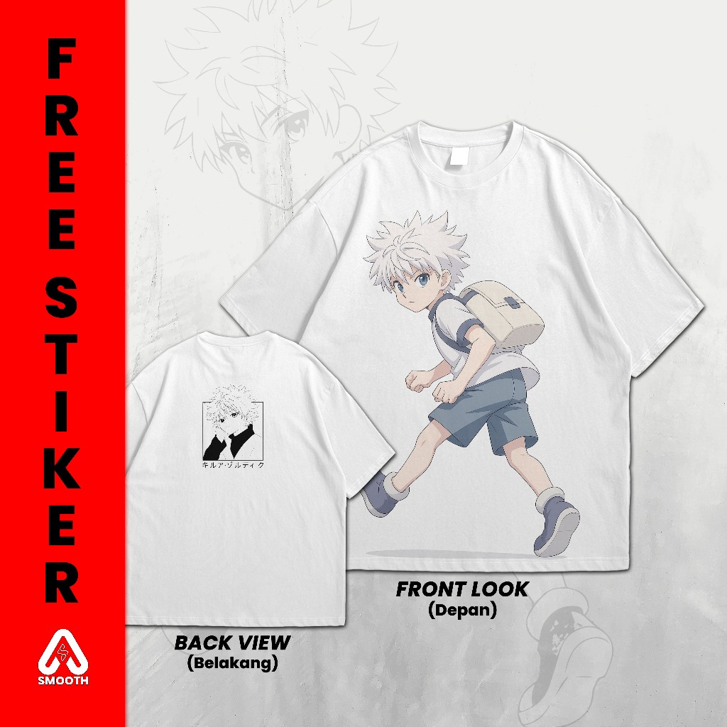 Scopes T-Shirt Killua Zoldyck Child Running Style – Kaos Unisex Anime Oversize HXH | AS 02 HXH