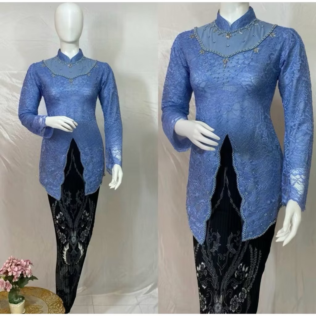 kebaya fanila set Kebaya Wanita Lace Berfuring Baju Formal Kondangan,Lamaran Wisuda Dan acara lainya