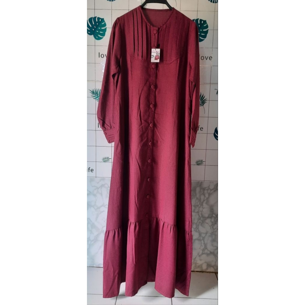 Gamis katun madinah pink Fanta soft/gamis katun adem
