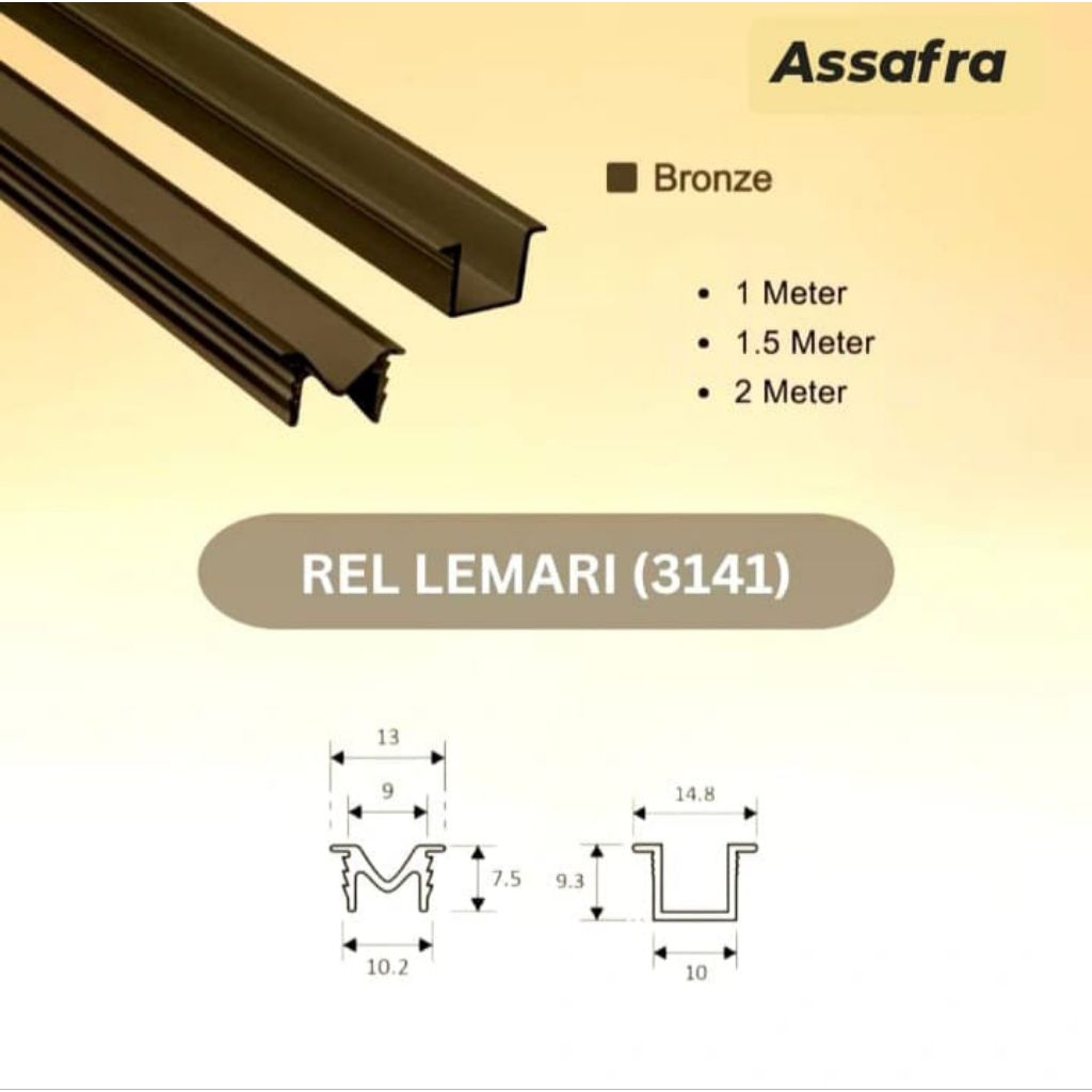 Rel Tanam U M 3141 , Rel Lemari Sliding Pakaian 100 , 150 , 200 cm