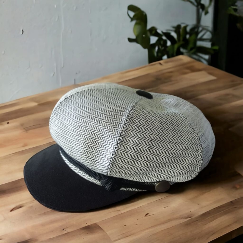 Topi Apolo Newsboy Cap Pria Dewasa Warna Hitam Ukuran Jumbo XXL 62 CM Jahitan Kuat Dan Rapi 01