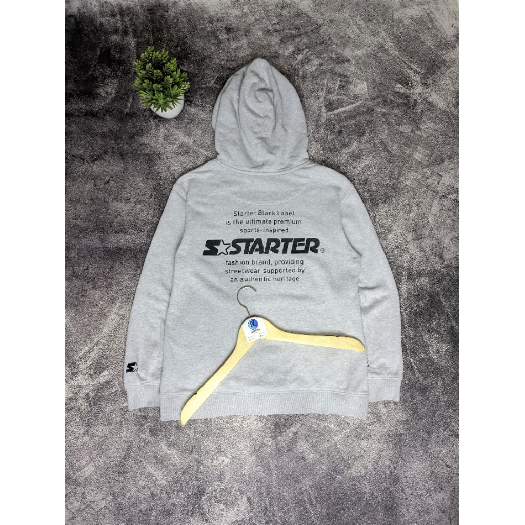 Hoodie Pullover Starter Script Sablon Timbul Gray Misty Size M Second