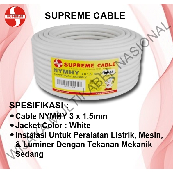 KABEL SUPREME NYMHY WHITE 3 x 1,5mm / @100M
