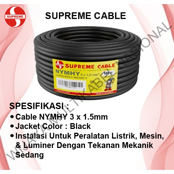 KABEL SUPREME NYMHY BLACK 3 x 1,5mm / @100M