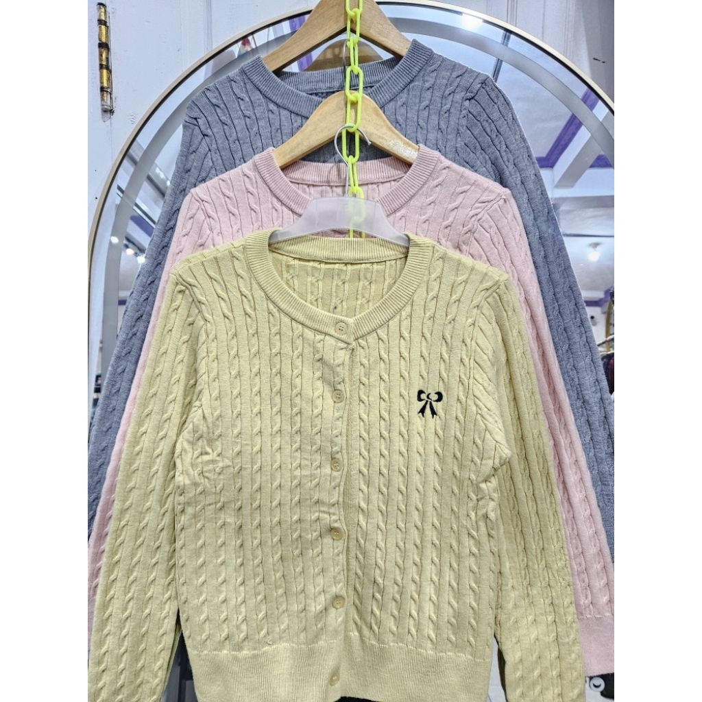 Cardigan rajut motif pita import premium