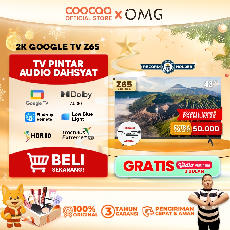 [+BRACKET] NEW COOCAA 43 inch Z65 -  GOOGLE TV - 2K LED-TV  - HDR 10 - Flicker Free - Low Blue Light