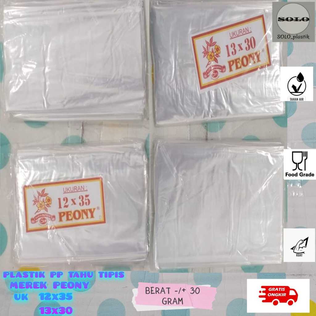 Plastik PP Tahu PEONY tipis- PP bening tipis - pp tempe 13x30, 12x35