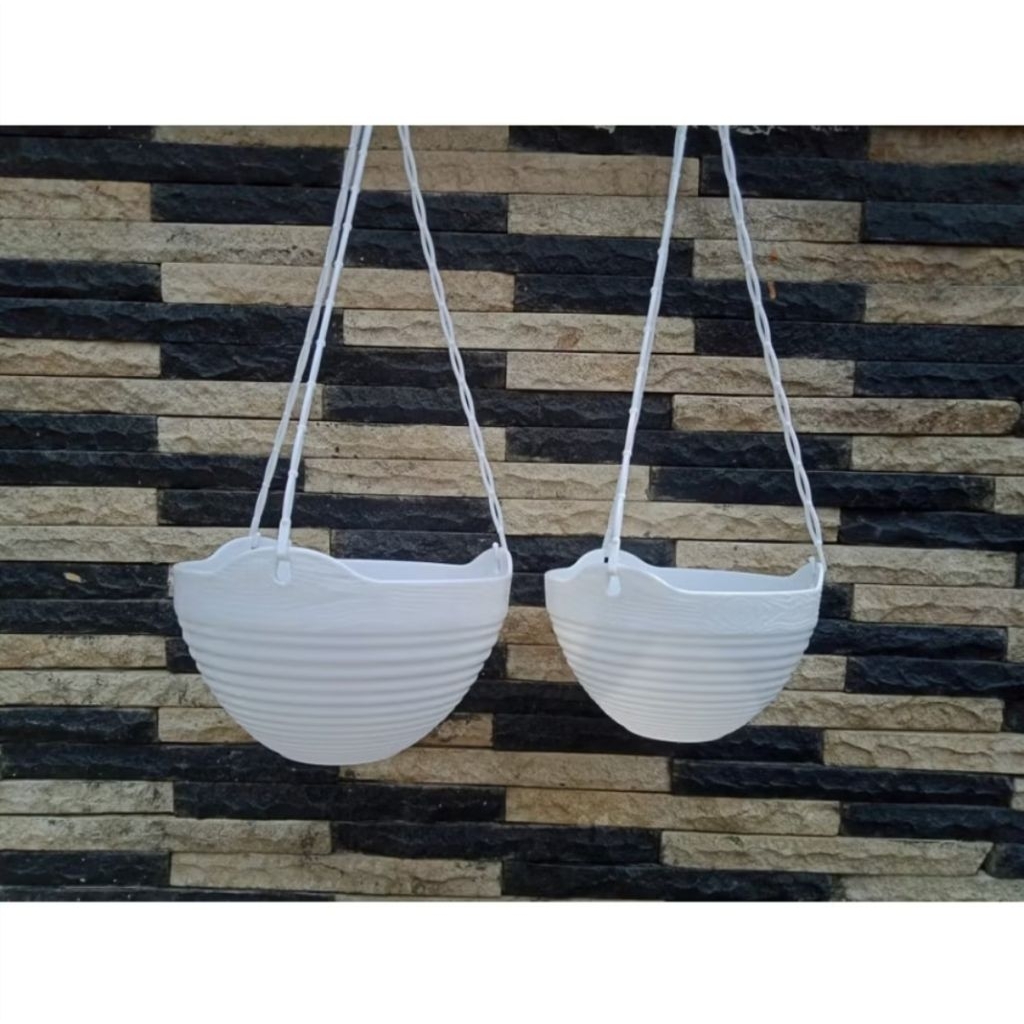 POT BUNGA GANTUNG GENTONG LOVENIAGGS 8852 SIZE S PUTIH - POT GANTUNG TINGGI