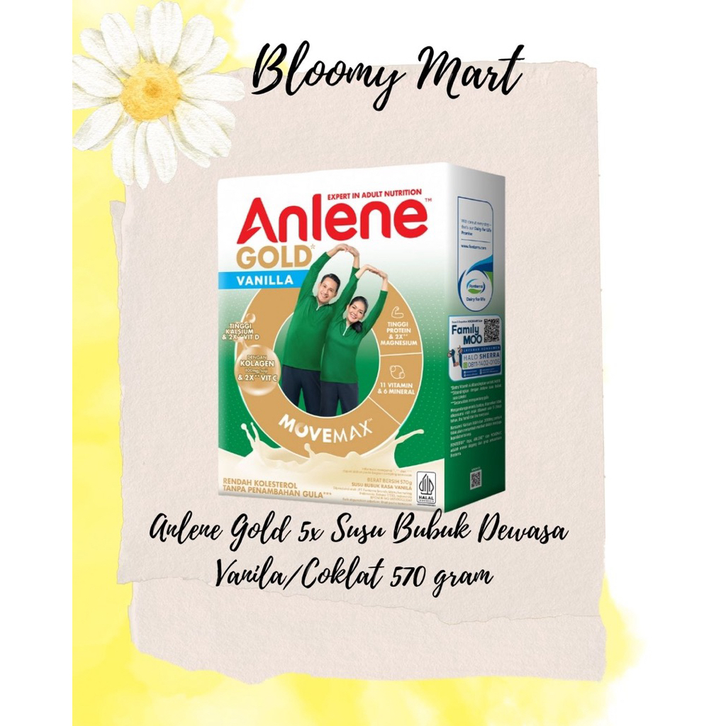 Anlene Gold 5x Susu Bubuk Dewasa Vanila/Coklat 570 gram