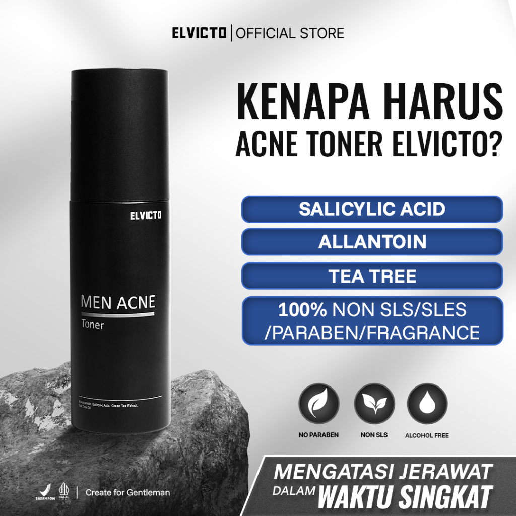ELVICTO MEN ACNE TONER 100ml | Men Acne Toner Perawatan Toner Penyeimbang pH Kulit Toner Acne Toner 