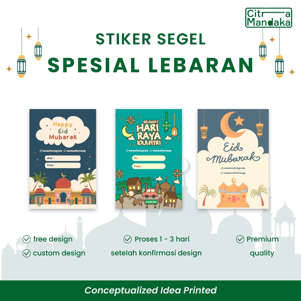 Sticker Segel Box Idul Fitri Hampers Custom Stiker Toples Kue Kering Free Design