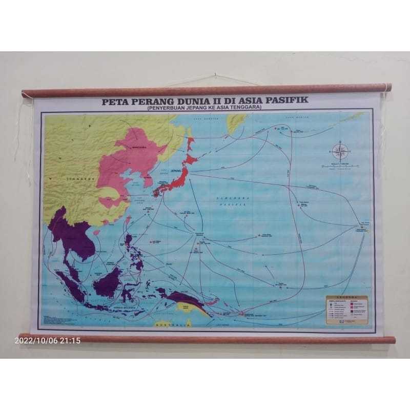 PETA BINGKAI PERANG DUNIA II DI ASIA PASIFIK UKURAN SEDANG DAN BESAR