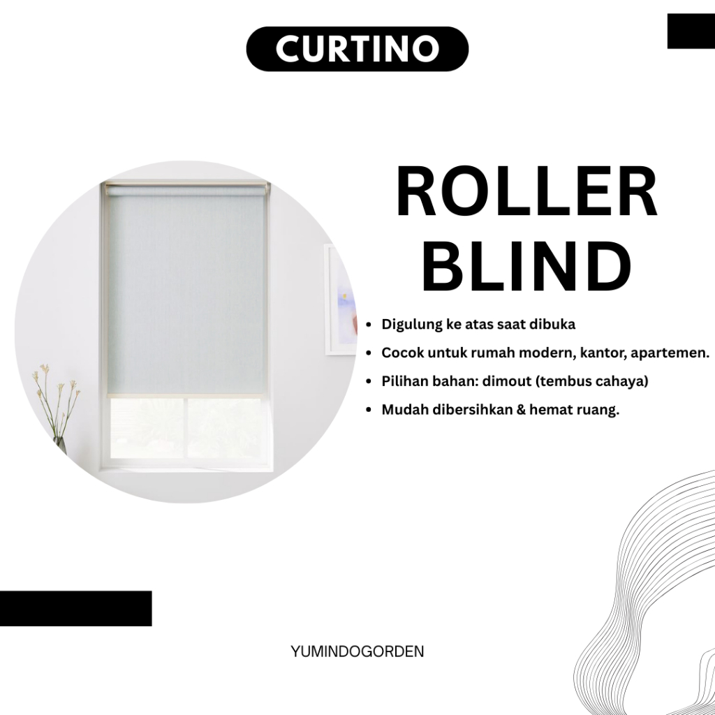 CURTINO | Roller Blind Dimout / Tirai Gulung Dimout / Tirai Gulung / Roller Blind Tembus Cahaya / Ti