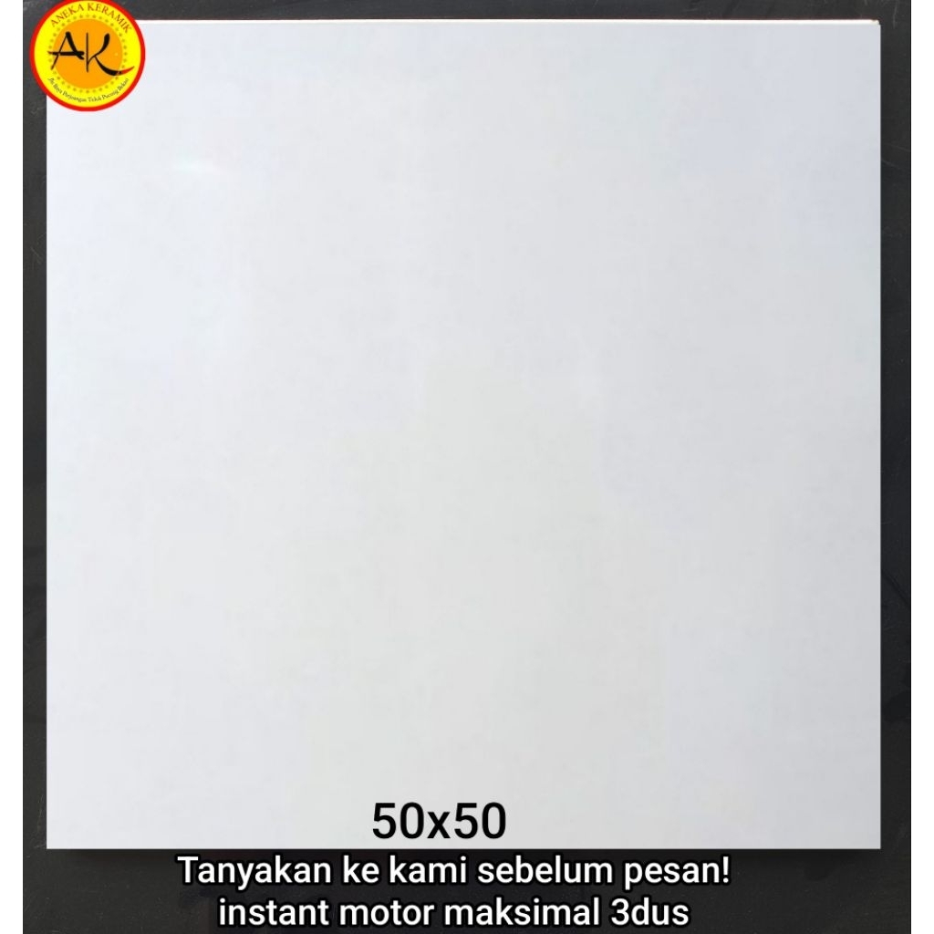 Keramik Lantai Ruangan Meja Dapur 50x50 Putih Polos Glossy Kilap