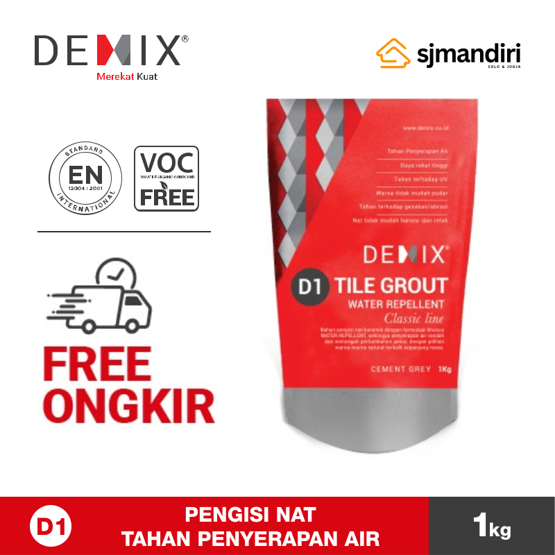 Mortar DEMIX D1 Pengisi Nat Granit Tahan Penyerapan Air Semen Instan
