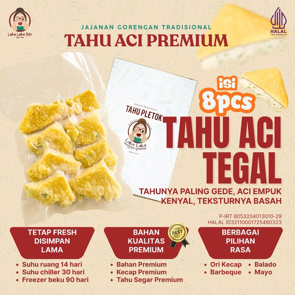 Tahu Aci TEGAL Laka-Laka Tofu Camilan Gorengan Vacuum Khas Tegal Asli Frozen
