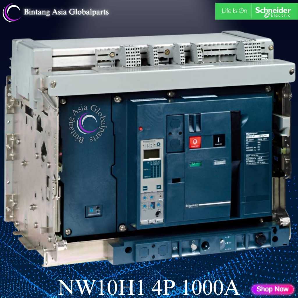 ACB 4p 1000a Schneider NW10H1 Fixed Original / ACB 4 Phase 1000 Ampere 65kA NW10 / ACB Schneider NW1