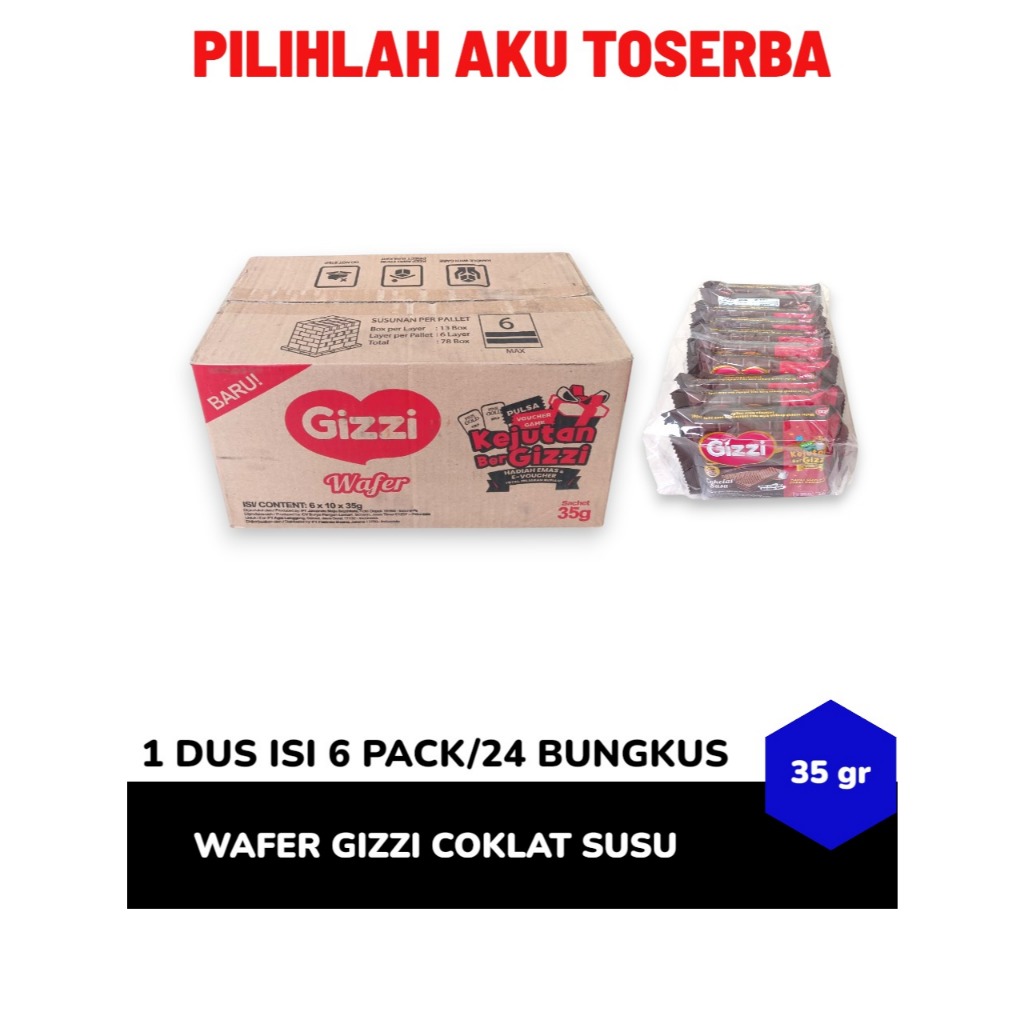 GIZZI Wafer Coklat Susu 35 gr - ( HARGA 1 DUS )